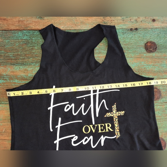 Faith over fear black tank top - Picture 7 of 8